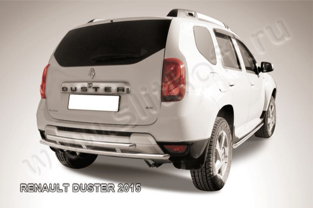 Защита заднего бампера (нержавейка) Renault Duster (2015-2021) d42+d42