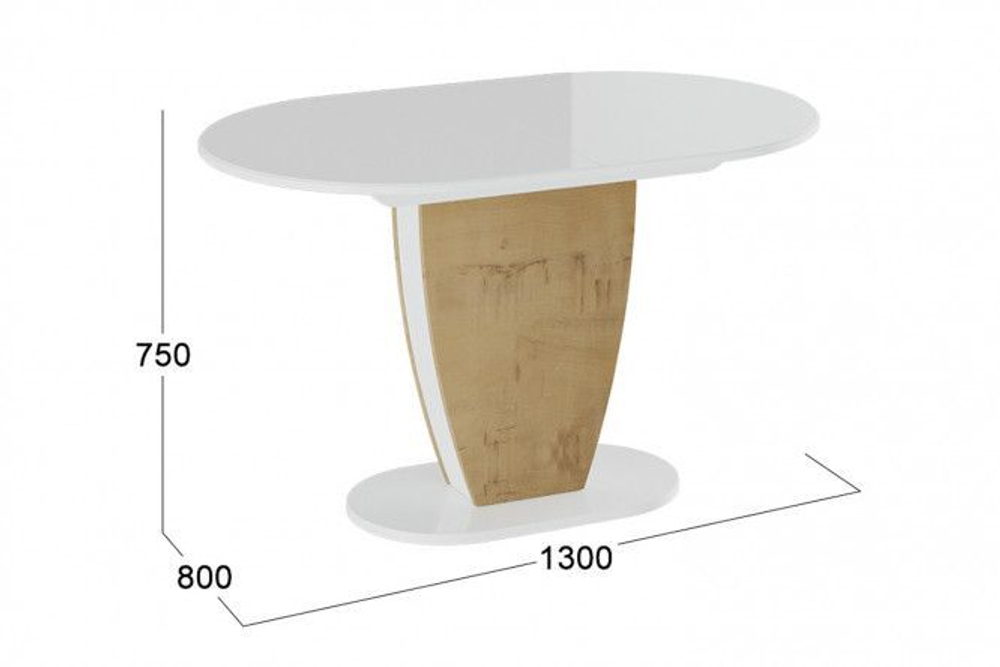 Стол кухонный обеденный раздвижной Белый Глянец/Моод Тёмный, Монреаль Тип 1, 130х80х75 см