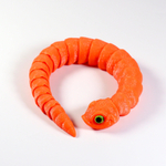 Гибкая игрушка-антистресс, змея с глазами, 3D печать, 27 см., оранжевая