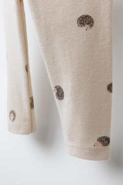 ZARA ТЁПЛЫЕ ЛЕГИНСЫ «ЕЖИКИ», ЭКРЮ