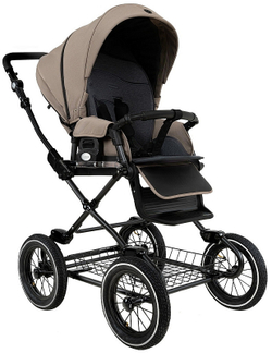 Детская коляска Roan Bass Next Classic d12 2.0 3 в 1 с автокреслом Tutis Elo Black BNC/80/2 Hazel/Black/руч.Black