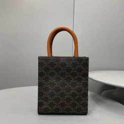 Celine Mini Cabas Vertical In Triomphe Canvas