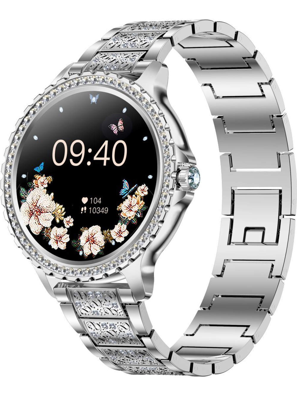 Смарт часы PARASMART Eva i58 (блочный браслет со стразами, серебристый)