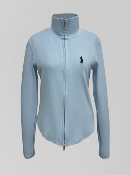 Лонгслив LJHY 3615 однотонный на молнии с вышевкой на груди