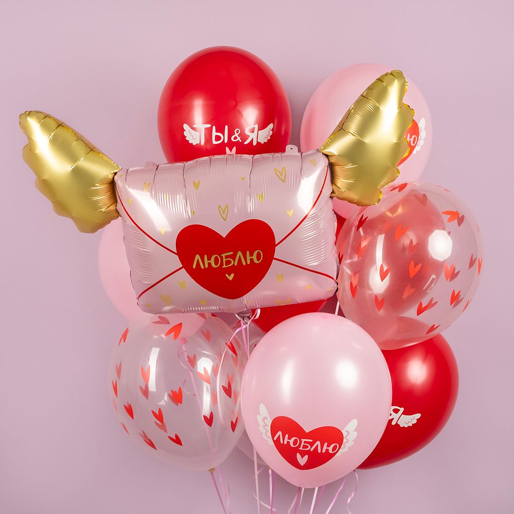 Шар (12''/30 см) Валентинки, Ассорти, пастель, 5 ст, 25 шт.