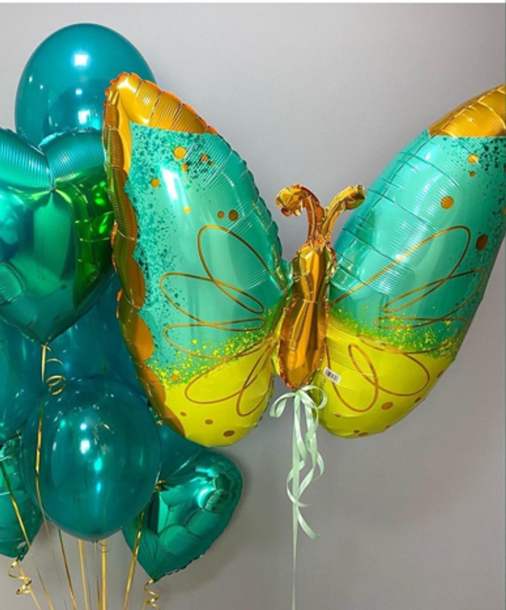 AN Шар фигура "Бабочка MintYellow" 25"/63 х 25"/63 см (БГ-41)  Изображение2