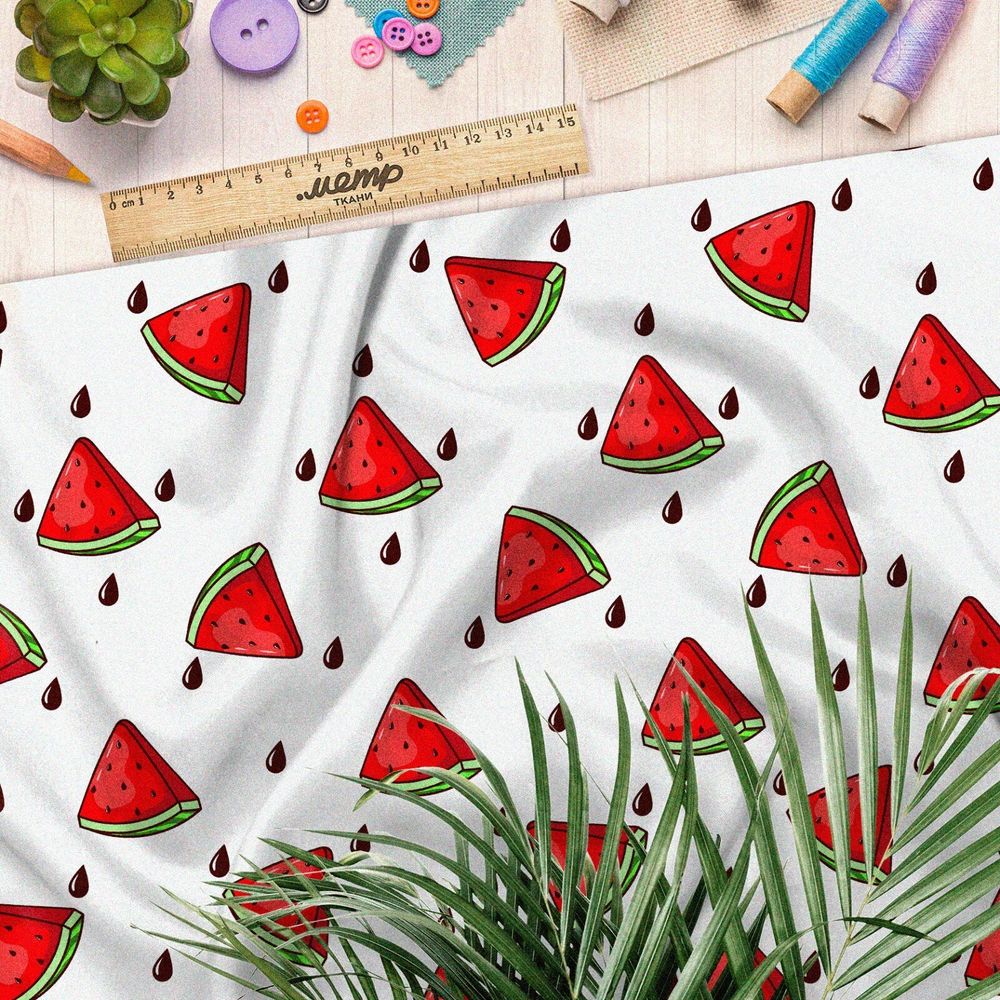 Ткань кулирная гладь арбузы кусочки