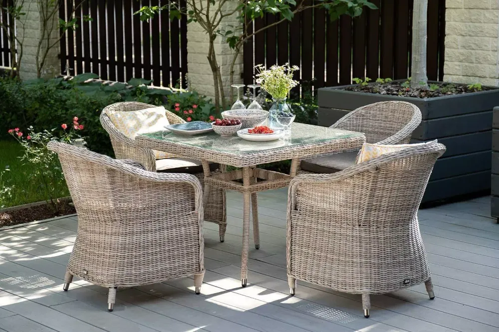 "Равенна" плетеное кресло из искусственного ротанга, цвет бежевый