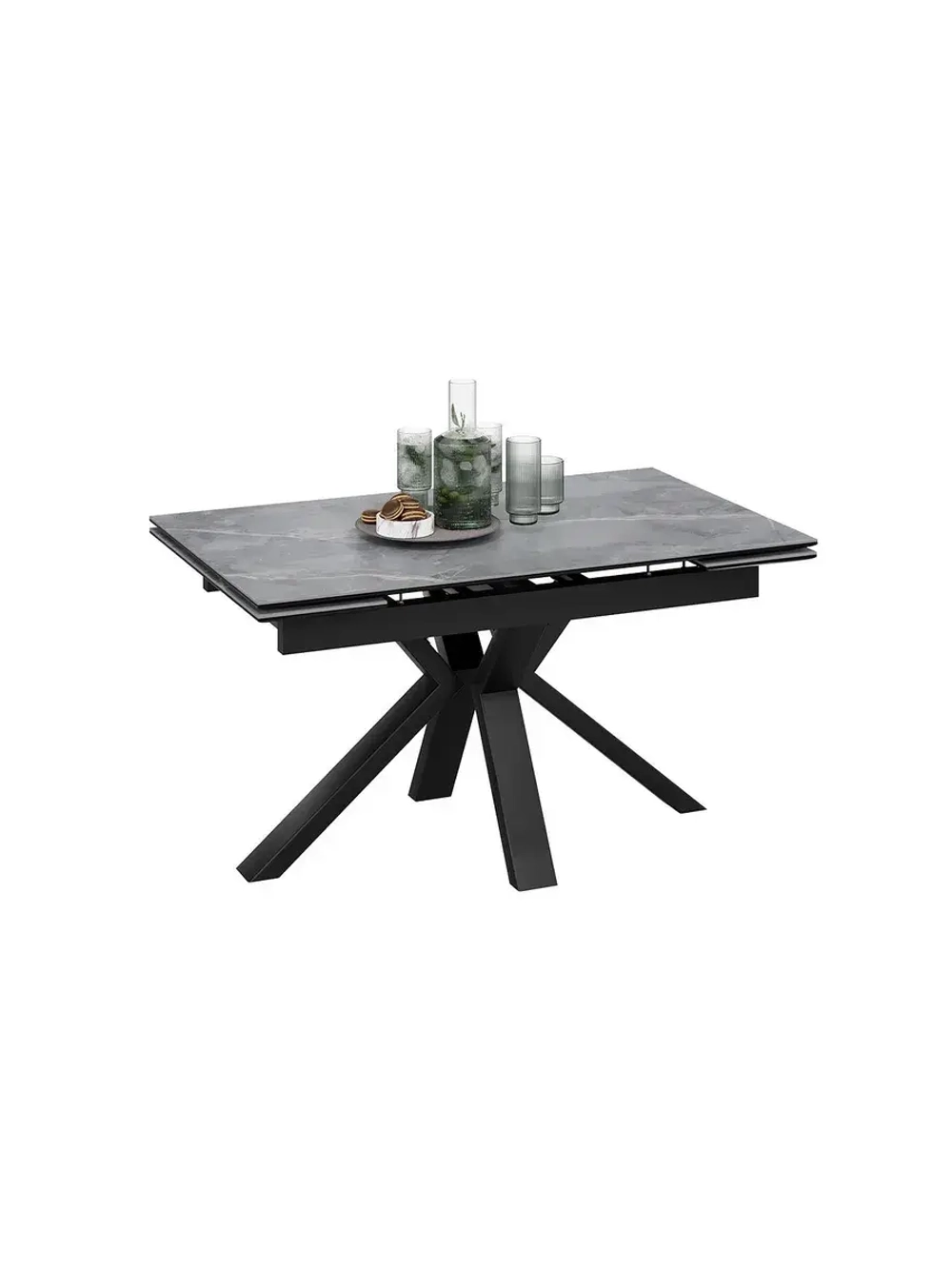 Стол кухонный Черный муар мрамор 140(200)х85х76 см