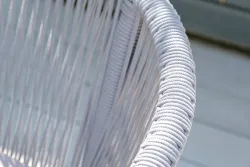 "Марсель" стул плетеный из роупа, каркас алюминий темно-серый (RAL7024) муар, роуп светло-серый круглый, ткань светло-серая