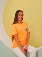 Оранжевая футболка оверсайз с принтом "Сroot"