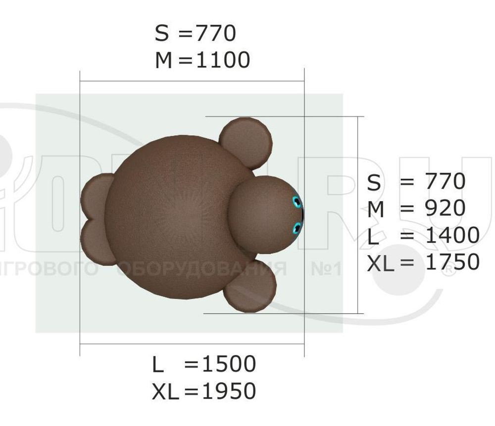 Резиновая фигура 3D Морж из резиновой крошки