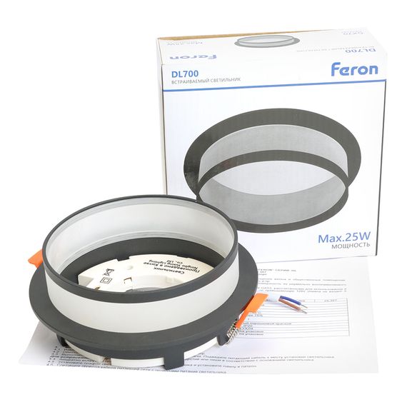 Светильник встраиваемый Feron DL700 потолочный GX70 черный круг 51094