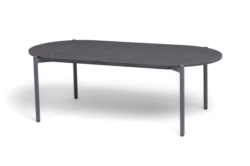 "Канны" лаунж-зона 4-местная (разборная) из роупа со столиком "Диего" цвета "серый гранит", роуп темно-серый круглый, ткань темно-серая