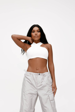 Топ из бифлекса с перекрестными бретелями, белый