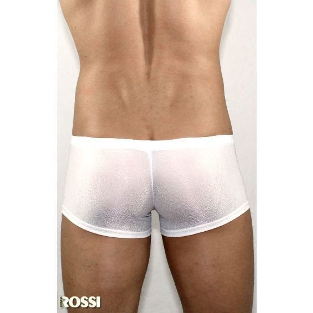 Мужские трусы боксеры белые в узорчатую сетку в виде роз Romeo Rossi White Rose Boxer RR00207