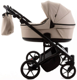 Детская коляска для двойни Adamex Leo Duo Deluxe 2 в 1 DUO-SA7 (СВ.БЕЖЕВАЯ КОЖА)