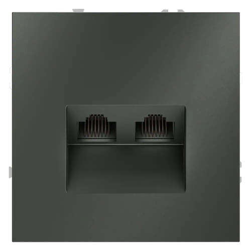 Розетка компьютерная встраиваемая VOLTUM S70 двойная RJ45+RJ45 кат.6, (титан)