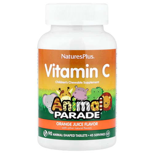 NaturesPlus, Animal Parade®, витамин C, со вкусом апельсинового сока, 90 таблеток в форме животных