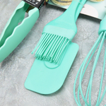 Набор кухонных принадлежностей силиконовый: лопатка+щипцы+кисточка+венчик, NNATA2