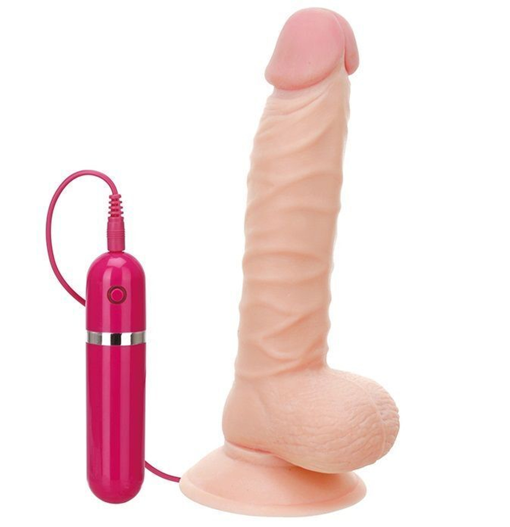 Телесный вибратор-реалистик на присоске G-GIRL STYLE 8INCH VIBRATING DONG - 20,3 см. (Цвет: телесный)