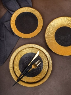 Набор посуды 2 тарелки плоские рифленые фарфор 20 см