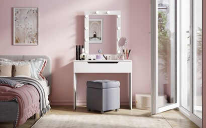 ЛАЙТ Стол туалетный СТ-002 (1 ящ.) Корпус - Белый (Гладкий)