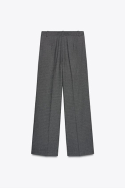 ZARA ШИРОКИЕ БРЮКИ С ЗАЩИПАМИ, ЧЕРНЫЙ/ЭКРЮ