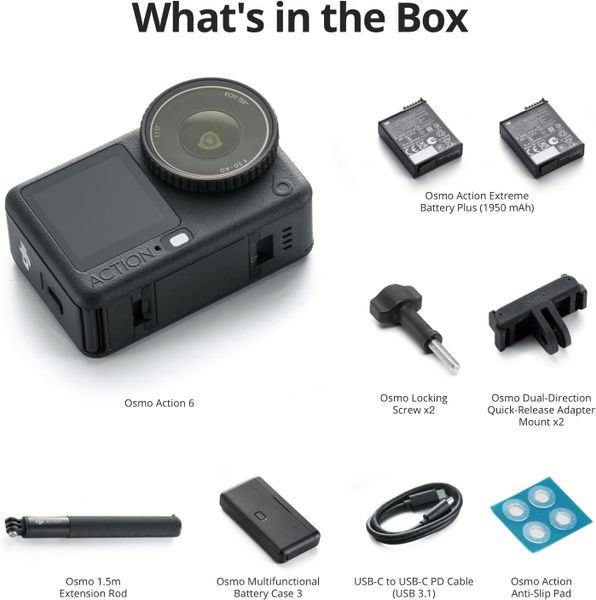 Экшн-камера DJI Osmo Action 6 Adventure Combo Темно-серый | Black