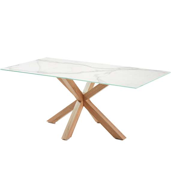 Стол Argo 180x100 см, керамика Kalos Blanco, светлые ножки | La Forma | Испания