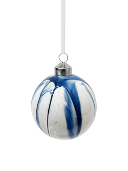 Набор шаров 8см 9шт ChristmasDeLuxe белый с синими разводами