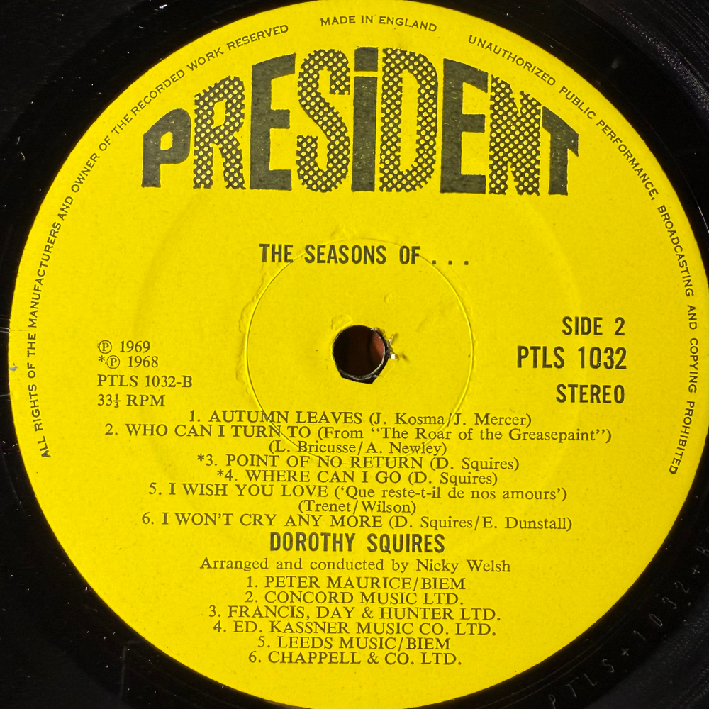Dorothy Squires ‎– The Seasons Of Dorothy Squires (Англия 1969г.)