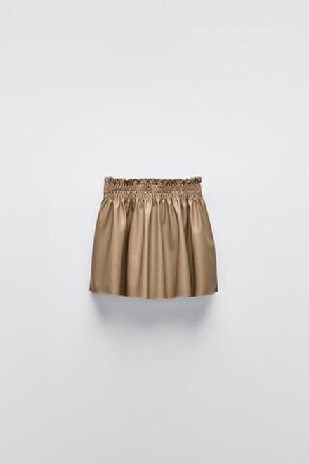 ZARA ЭЛАСТИЧНАЯ ЮБКА ИЗ ИСКУССТВЕННОЙ КОЖИ, БРОНЗОВЫЙ
