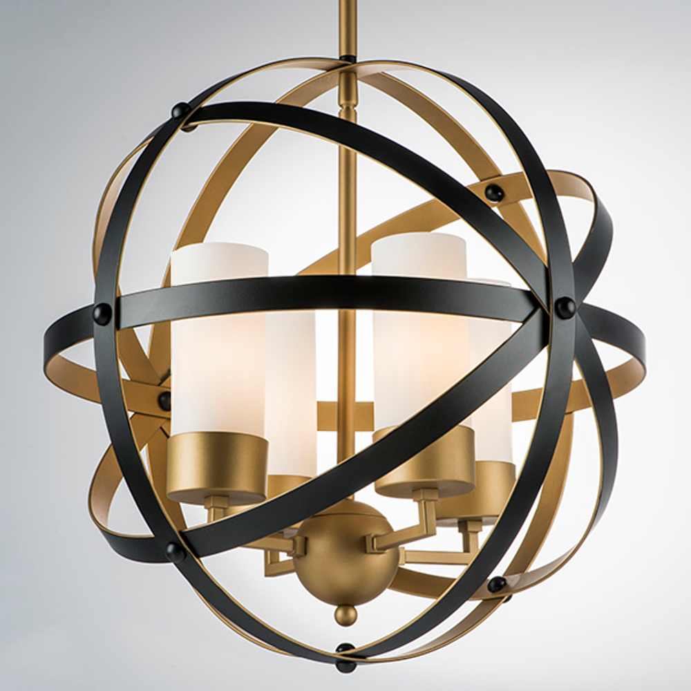 731147 Люстра CERO 4х40W E14 ЧЕРНЫЙ/ЗОЛОТО/БЕЛЫЙ