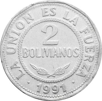 2 боливиано 1991 Боливия
