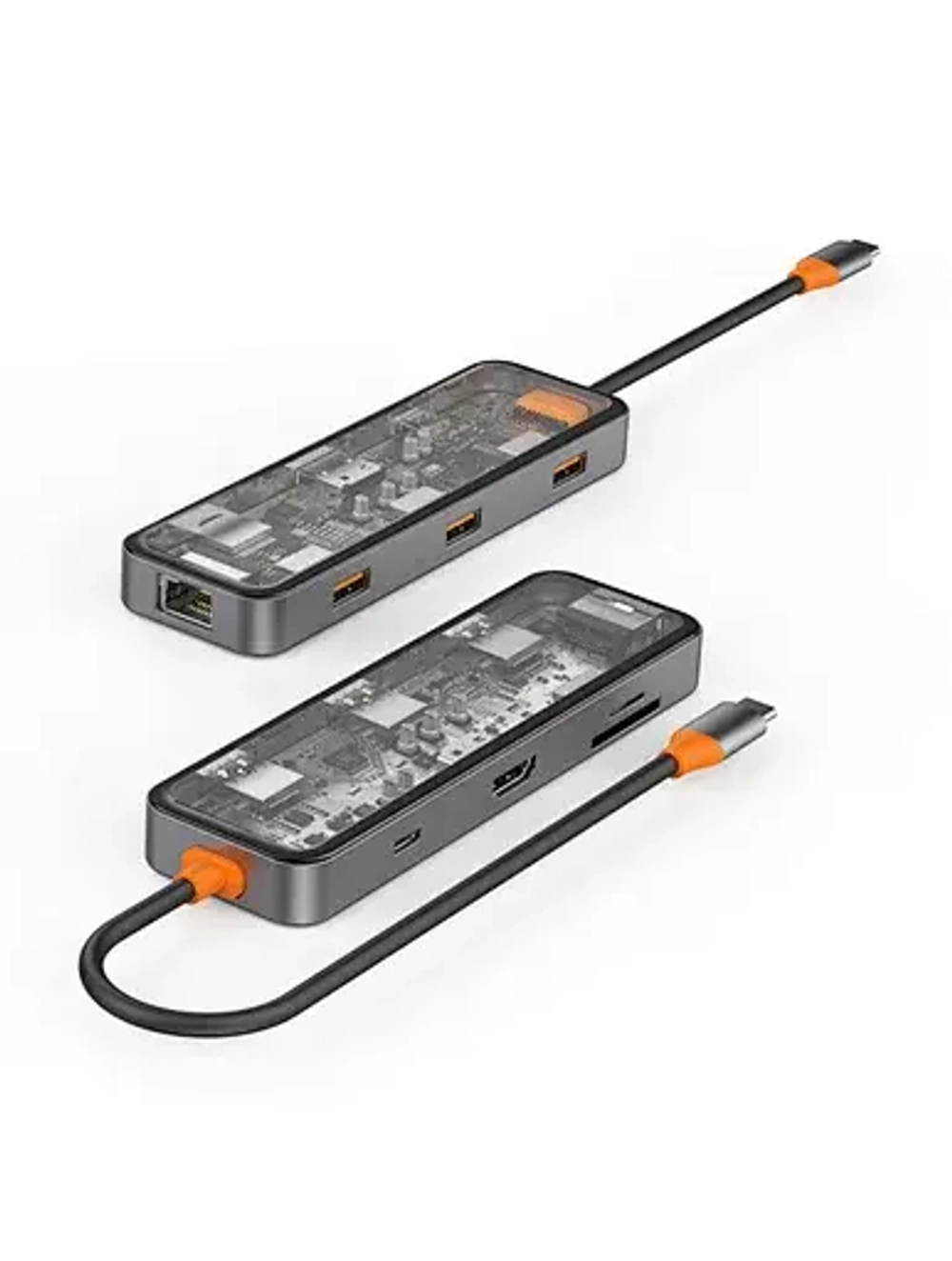Адаптер Wiwu Cyber HUB USB-C 8 в 1 на 2xUSB 3.0/USB 2.0/SD/TF (3.0)/HDMI (4K30)/PD/RJ45 (CB008) (Gray)