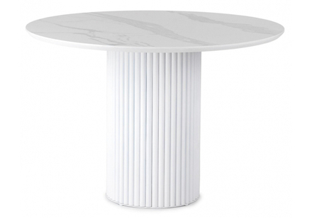 Керамический стол Woodville Барел 110 patagonoa bianco repose, белый, ножки белые