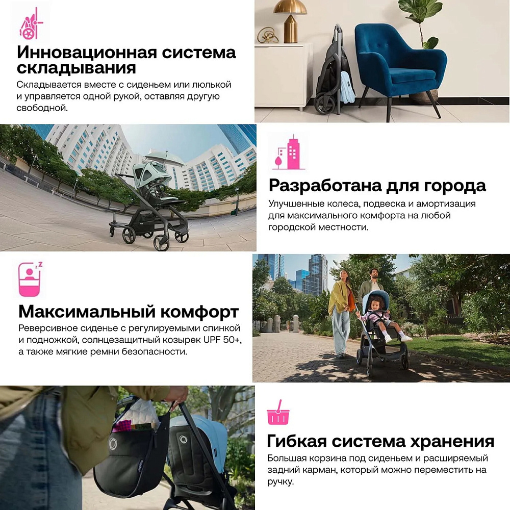 Прогулочная коляска Bugaboo Dragonfly complete Graphite/Grey Melange-Grey Melange