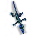 Веселый Крокодил-скелетон, гибкая шарнирная игрушка-антистресс, 3D печать, 32 см, сине-зеленый