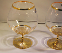 Набор бокалов для коньяка "Виноград" №2  (Златоуст)  в подарочном футляре