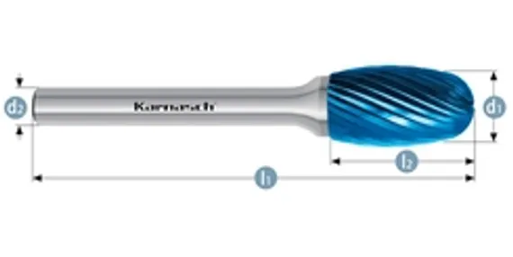 Борфреза твердосплавная Karnasch форма G, 3х10х3х38 мм, насечка HP-2, покрытие Blue-Tec, арт. 11.5060-012