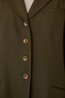 Объёмный винтажный жакет хаки