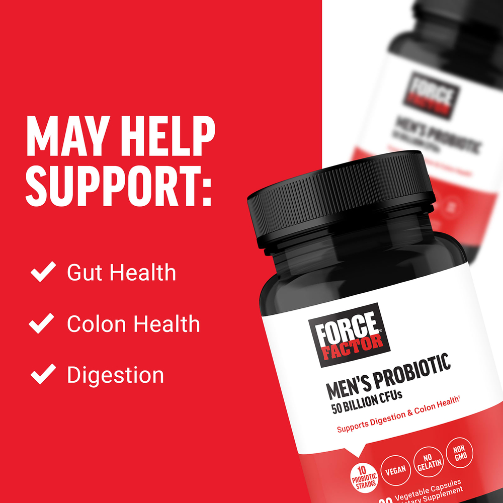 Force Factor, Пробиотик для мужчин, 50 млрд КОЕ, 30 растительных капсул