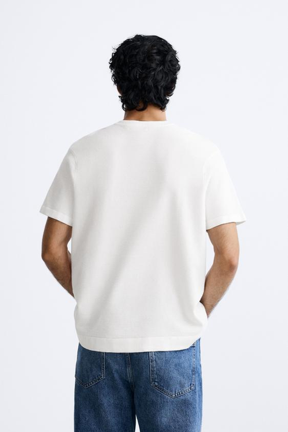 ZARA БАЗОВАЯ ФУТБОЛКА, ЖЕЛТОВАТО-БЕЛЫЙ