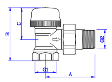 Клапан термостатический Valtec 1/2" угловой арт. VT.031.N.04 для радиаторов