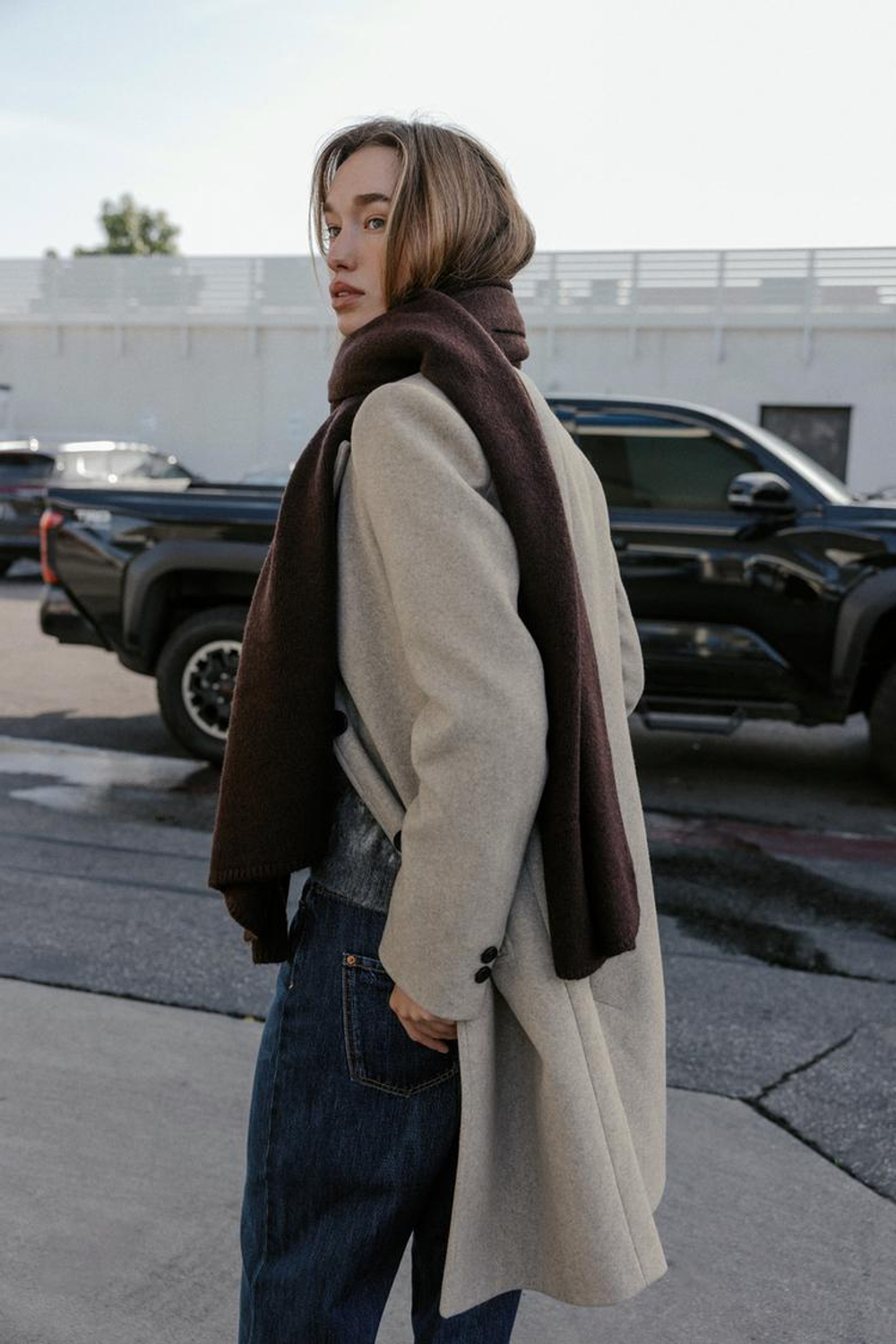 ZARA БАЗОВЫЙ ШАРФ, ШОКОЛАДНЫЙ