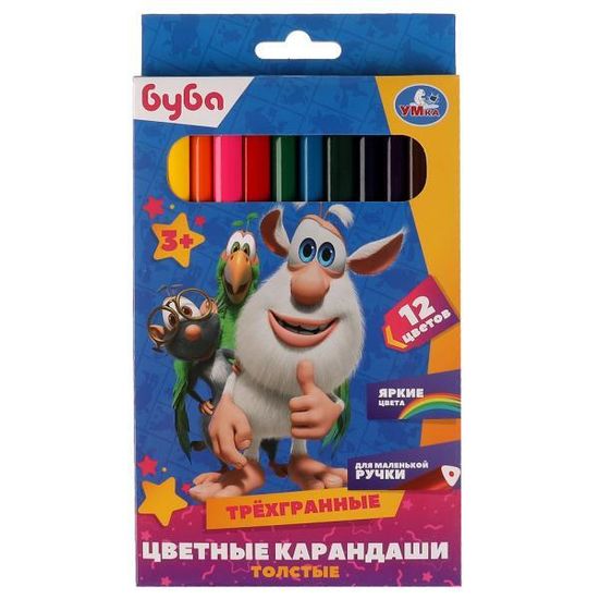 Цветные карандаши БУБА 12цв, акварельные Умка