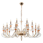 Подвесная люстра Crystal Lux CATARINA SP12+6 V2 GOLD/TRANSPARENT-COGNAC