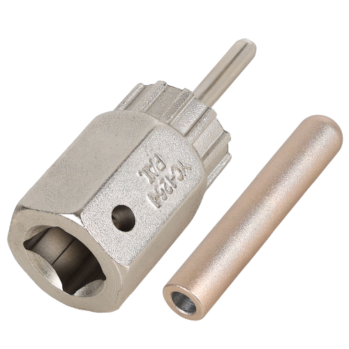 Съемник кассеты 6-230042 YC-126-6A-10 профи, для втулок с вставной 10мм осью, под ключ на 24 или вороток на 1/2, выс-ая лег-ая сталь, серебр BIKEHAND