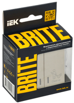 BRITE Выключатель 2-клавишный с индикацией для отелей 10А ВС10-2-9-БрКр бежевый IEK